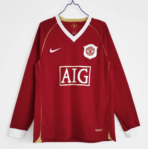 2006-2007 Retro Version Manchester United Home Red Thailand LS Soccer Jersey AAA-710/601