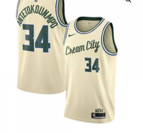 2020-2021 NBA Milwaukee Bucks White #34 Jersey-311