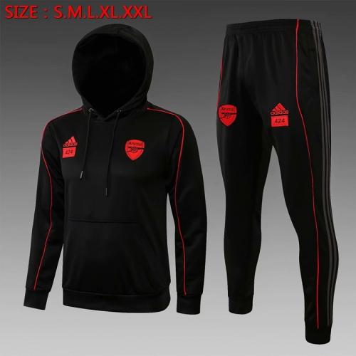 2021-22 Arsenal Black Thailand Soccer Tracksuit Uniform With Hat-815