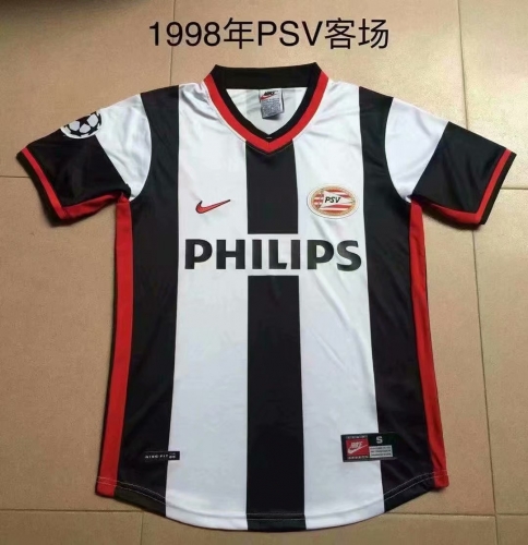 1998-99 Retro Version PSV Eindhoven Away White & Black Soccer Uniform-709