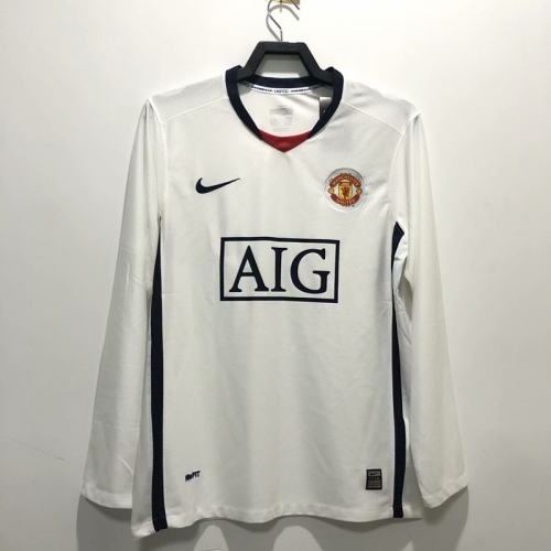 08-09 Retro Version Manchester United Away White Thailand LS Soccer Jersey AAA-311/601