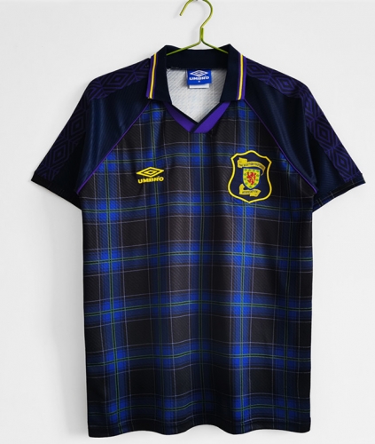 1994-96 Retro Version Scotland Home Black & Blue Thailand Soccer Jersey AAA-710