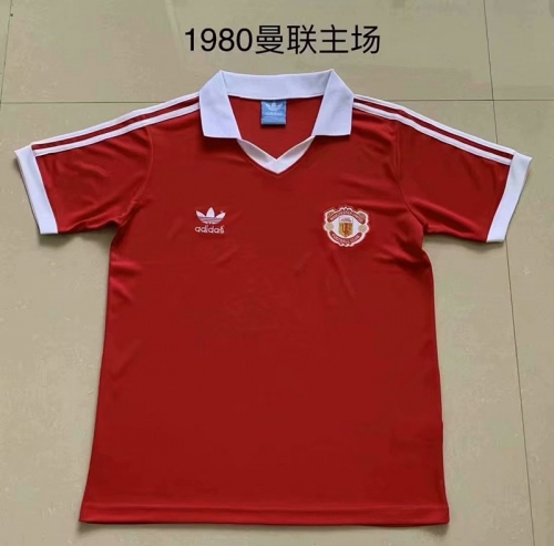 1980 Retro Version Manchester United Home Red Thailand Soccer Jersey AAA