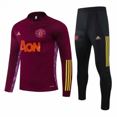 2020-2021 Manchester United Maroon Red Thailand Tracksuit Uniform-GDP