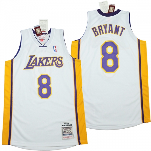 03-04 Mitchell&Ness Los Angeles Lakers White #8 Embroidery NBA Jersey-311