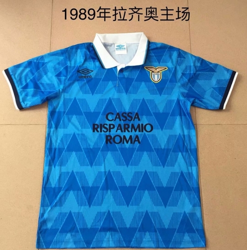 1989 Retro Version Lazio Home White & Blue Thailand Soccer Jersey AAA-DG