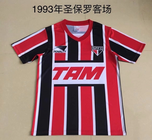 1993 Retro Version São Paulo FC Away Red & Black Thailand Soccer Jersey AAA-DG