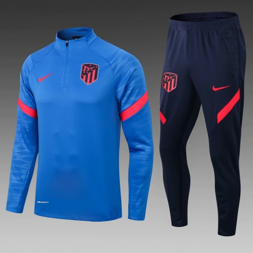 2021/2022 Atletico Madrid Blue Thailand Soccer Tracksuit Uniform-411