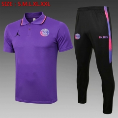 Without logo 2021-2022 Jordan PSG Purple Thailand Polo Uniform-815