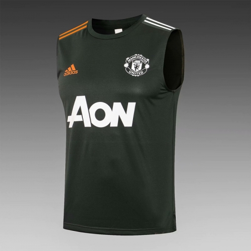 2021-22 Manchester United Army Green Thailand Tracksuit Vest -815
