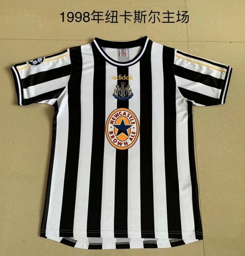 1998 Retro Version Newcastle United Home Black & White Thailand Soccer Jersey AAA-709