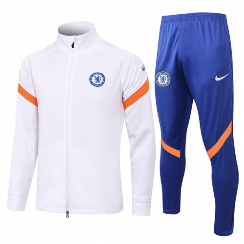 2021-2022 Chelsea White High Collar Soccer Thailand Jacket Uniform-815