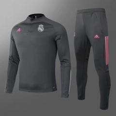 2020-2021 Real Madrid Gray Thailand Tracksuit Uniform-GDP