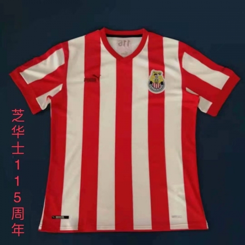 115th Retro Version Deportivo Guadalajara Home Red & White Thailand Soccer Jersey AAA-709