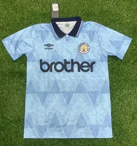 1989 Retro Version Manchester City Home Blue Thailand Soccer Jersey AAA
