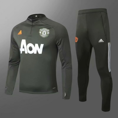 2020-2021 Manchester United Green Thailand Tracksuit Uniform-GDP
