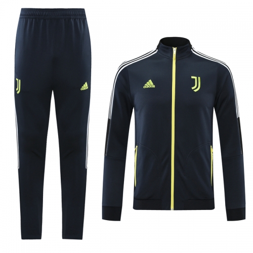 2021-22 Juventus FC Black With Yellow Zipper Thailand Soccer Jacket Uniform-LH