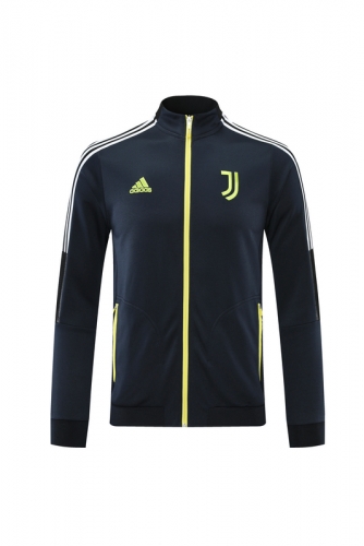 2021-22 Juventus FC Black With Yellow Zipper Thailand Soccer Jacket Top-LH