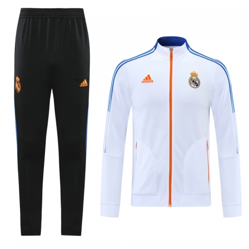 2021-22 Real Madrid White With Orange logo Thailand Jacket Uniform-LH