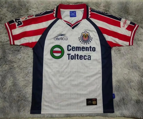 1999-00 Retro Version Deportivo Guadalajara Away White Thailand Soccer Jersey AAA-41