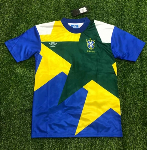 91-94 Retro Version Brazil Blue & Yellow Training Thailand Soccer Jersey AAA-407