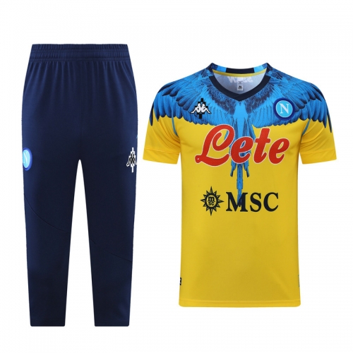 2020-2021 Napoli Yellow Shorts-Sleeve Thailand Soccer Tracksuit Unifrom-LH