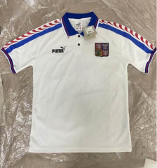 1996 Retro Version Czech Republic Away White Thailand Soccer Jersey AAA-1041