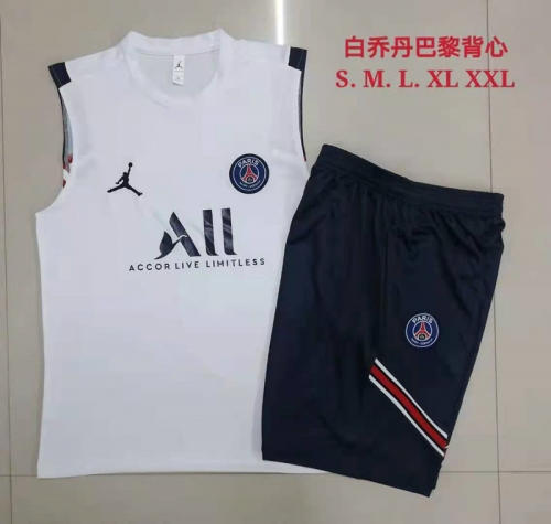 2021-2022 Paris SG White With Black sleeve Thailand Soccer Unifrom Vest-815