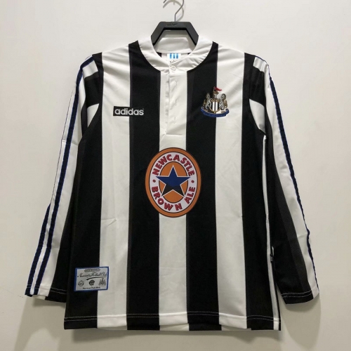 95-97 Retro Version Newcastle United Black & White LS Thailand Soccer Jersey AAA-811/601