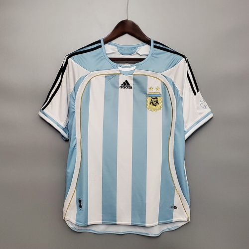 2006 Retro Version Argentina Home Blue&White Thailand Soccer Jersey AAA-601/811/710