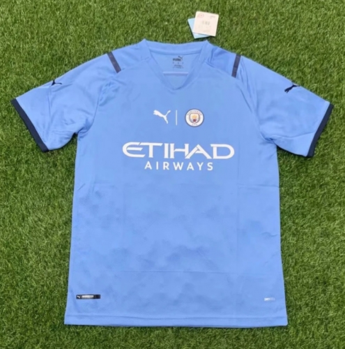 2021/22 Manchester City White & Blue Thailand Soccer Training Jersey
