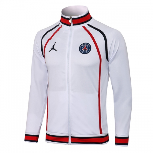 2021/2022 Jordan Paris SG White Hight Collar Soccer Jacket-815