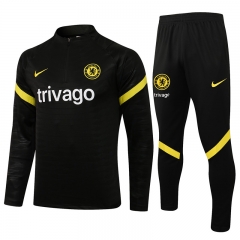 2020-2021 Chelsea Black High Collar Thailand Soccer Tracksuit Uniform-815