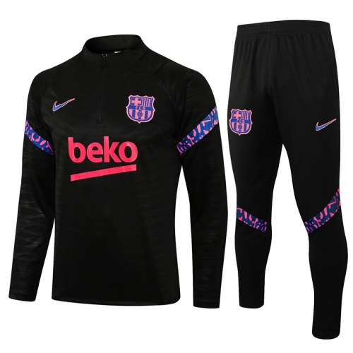 2021-22 Barcelona Black Thailand Tracksuit Uniform-815