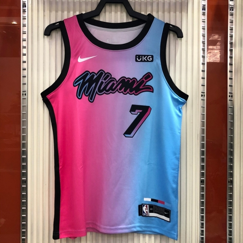 2020-2021 NBA Miami Heat Blue Round collar #7 Jersey-311