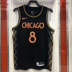 City Version 2020-2021 NBA Chicago Bull Black #8 Jersey-311