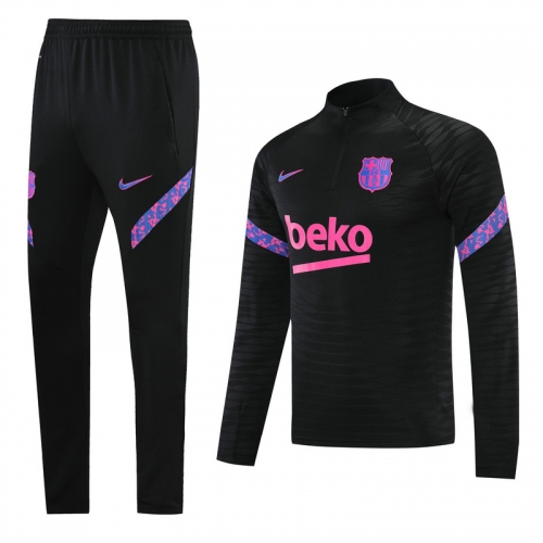 2021-22 Barcelona Black Thailand Tracksuit Uniform-LH