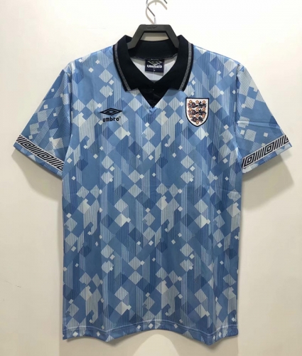 90 Retro Version England 2nd Away Blue Thailand Soccer Jersey AAA-811