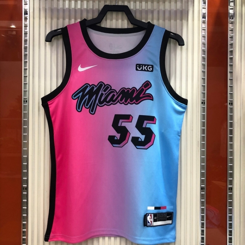 2020-2021 NBA Miami Heat Blue Round collar #55 Jersey-311