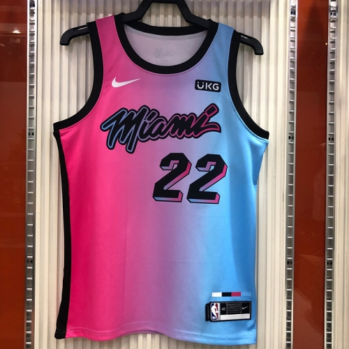 2020-2021 NBA Miami Heat Blue Round collar #22 Jersey-311