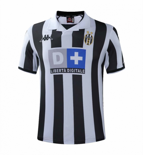 1999-2000 Retro Version Juventus Home Black & White Thailand LS Soccer Jersey AAA-B321