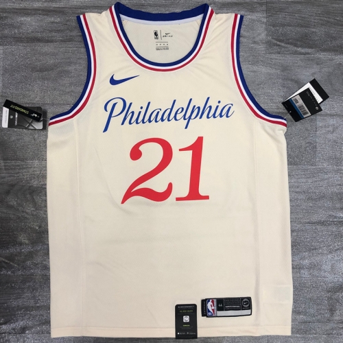 2020 Season Limited NBA Philadelphia 76ers Light Yellow #21 Jersey-311