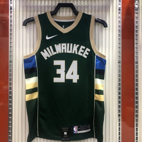 2021 NBA Milwaukee Bucks Black #34 V collar Jersey-311