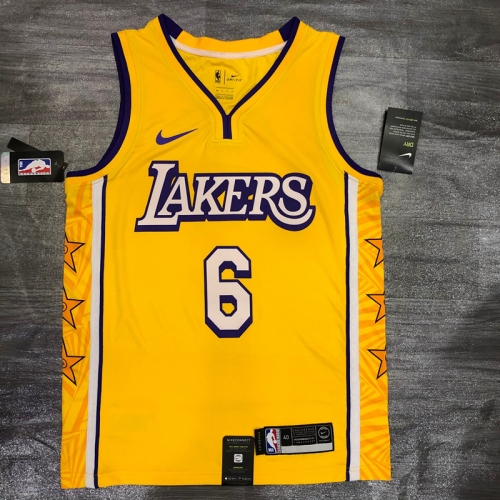 2020-2021 City Version Lakers NBA Yellow #6 Jersey-311