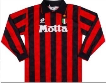 Retro version AC Milan  Red & Black LS Thailand  Soccer Jetsey AAA