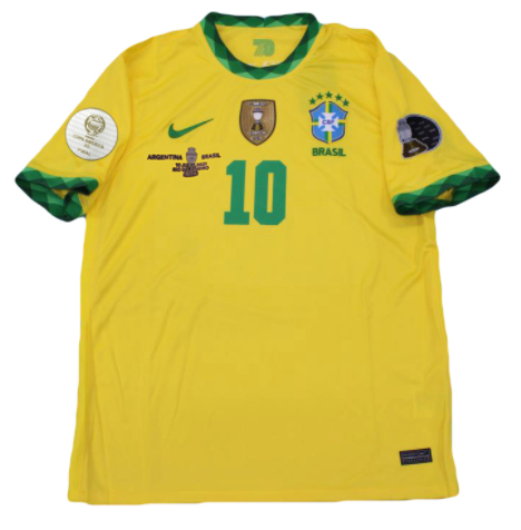 2021 Copa America Final Brazil Home Yellow #10 (NEYMAR JR) Thailand Soccer Jersey AAA