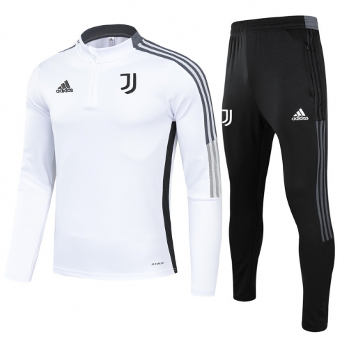 2021-22 Juventus White Kids/Youth Tracksuit Uniform-GDP/815