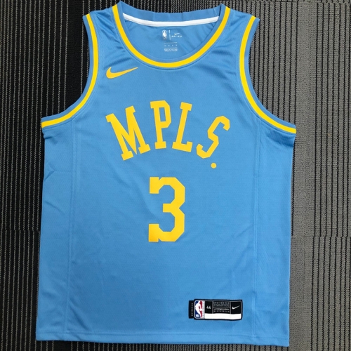 Los Angeles Lakers Blue Round Collar #3 Jersey-311