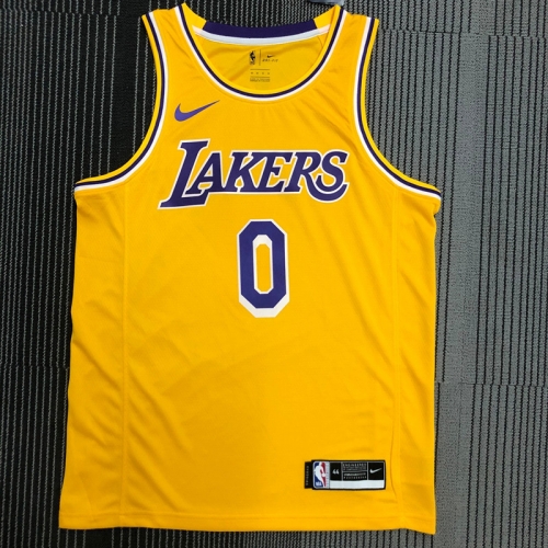 Los Angeles Lakers Yellow Round Collar #0 Jersey-311