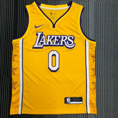 MingSu Version Lakers NBA Yellow V Collar #0 Jersey-311